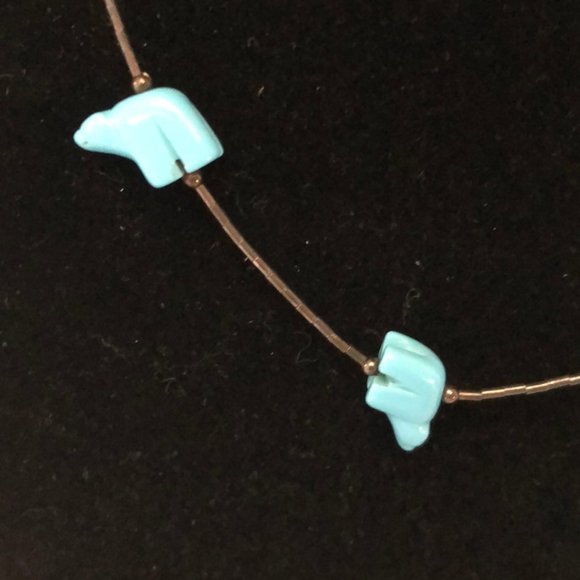 DONATED.925 silver & turquoise polar bear necklace - Picture 2 of 4